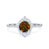 Halo Engagement Ring Vintage Round Simulated Cubic Zirconia 925 Sterling Silver