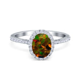 Halo Vintage Oval Engagement Ring Simulated Cubic Zirconia 925 Sterling Silver