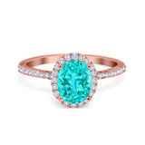 Halo Vintage Oval Engagement Ring Simulated Cubic Zirconia 925 Sterling Silver
