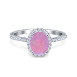 Halo Vintage Oval Engagement Ring Simulated Cubic Zirconia 925 Sterling Silver