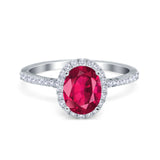 Halo Vintage Oval Engagement Ring Simulated Cubic Zirconia 925 Sterling Silver