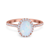 Halo Vintage Oval Engagement Ring Simulated Cubic Zirconia 925 Sterling Silver