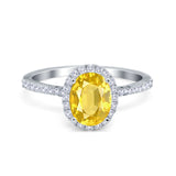 Halo Vintage Oval Engagement Ring Simulated Cubic Zirconia 925 Sterling Silver