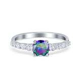 Petite Dainty Engagement Ring Round Simulated Cubic Zirconia 925 Sterling Silver