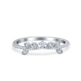 Wedding Band Petite Dainty Eternity Ring Round Simulated CZ 925 Sterling Silver