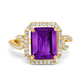 Halo Radiant Cut Wedding Engagement Ring Round Simulated Cubic Zirconia 925 Sterling Silver