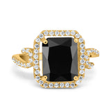 Halo Radiant Cut Wedding Engagement Ring Round Simulated Cubic Zirconia 925 Sterling Silver