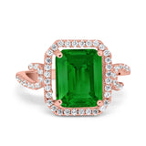 Halo Radiant Cut Wedding Engagement Ring Round Simulated Cubic Zirconia 925 Sterling Silver