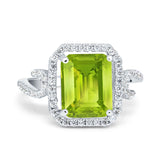 Halo Radiant Cut Wedding Engagement Ring Round Simulated Cubic Zirconia 925 Sterling Silver