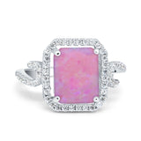 Halo Radiant Cut Wedding Engagement Ring Round Simulated Cubic Zirconia 925 Sterling Silver