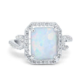 Halo Radiant Cut Wedding Engagement Ring Round Simulated Cubic Zirconia 925 Sterling Silver