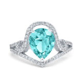 Halo Pear Shape Wedding Engagement Ring Round Simulated Cubic Zirconia 925 Sterling Silver