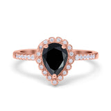 Teardrop Pear Halo Engagement Ring Simulated Cubic Zirconia 925 Sterling Silver