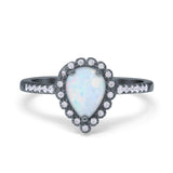 Teardrop Pear Halo Engagement Ring Simulated Cubic Zirconia 925 Sterling Silver