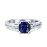 Cushion Cut Art Deco Engagement Ring Simulated Cubic Zirconia 925 Sterling Silver