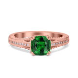 Cushion Cut Art Deco Engagement Ring Simulated Cubic Zirconia 925 Sterling Silver