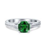 Cushion Cut Art Deco Engagement Ring Simulated Cubic Zirconia 925 Sterling Silver