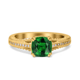 Cushion Cut Art Deco Engagement Ring Simulated Cubic Zirconia 925 Sterling Silver