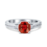 Cushion Cut Art Deco Engagement Ring Simulated Cubic Zirconia 925 Sterling Silver