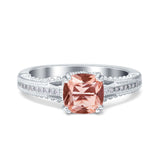 Cushion Cut Art Deco Engagement Ring Simulated Cubic Zirconia 925 Sterling Silver
