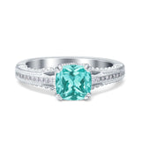 Cushion Cut Art Deco Engagement Ring Simulated Cubic Zirconia 925 Sterling Silver