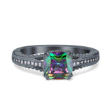 Cushion Cut Art Deco Engagement Ring Simulated Cubic Zirconia 925 Sterling Silver