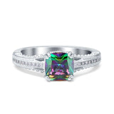 Cushion Cut Art Deco Engagement Ring Simulated Cubic Zirconia 925 Sterling Silver
