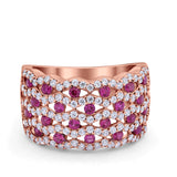 Half Eternity Fashion Band Ring Round Simulated CZ 925 Sterling Silver