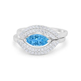 Two Piece Ring Band Round Simulated Cubic Zirconia 925 Sterling Silver