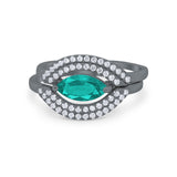 Two Piece Ring Band Round Simulated Cubic Zirconia 925 Sterling Silver