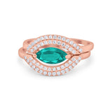 Two Piece Ring Band Round Simulated Cubic Zirconia 925 Sterling Silver