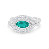 Two Piece Ring Band Round Simulated Cubic Zirconia 925 Sterling Silver