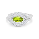 Two Piece Ring Band Round Simulated Cubic Zirconia 925 Sterling Silver