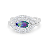 Two Piece Ring Band Round Simulated Cubic Zirconia 925 Sterling Silver