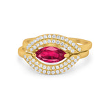 Two Piece Ring Band Round Simulated Cubic Zirconia 925 Sterling Silver