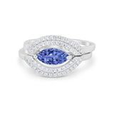 Two Piece Ring Band Round Simulated Cubic Zirconia 925 Sterling Silver
