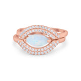 Two Piece Ring Band Round Simulated Cubic Zirconia 925 Sterling Silver