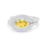 Two Piece Ring Band Round Simulated Cubic Zirconia 925 Sterling Silver