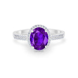 Oval Wedding Engagement Ring Round Cubic Zirconia Accent 925 Sterling Silver