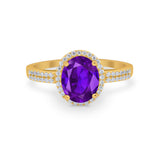 Oval Wedding Engagement Ring Round Cubic Zirconia Accent 925 Sterling Silver