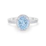 Oval Wedding Engagement Ring Round Cubic Zirconia Accent 925 Sterling Silver