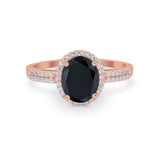 Oval Wedding Engagement Ring Round Cubic Zirconia Accent 925 Sterling Silver
