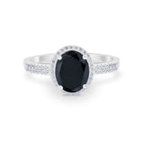Oval Wedding Engagement Ring Round Cubic Zirconia Accent 925 Sterling Silver