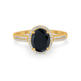 Oval Wedding Engagement Ring Round Cubic Zirconia Accent 925 Sterling Silver