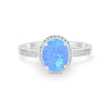 Oval Wedding Engagement Ring Round Cubic Zirconia Accent 925 Sterling Silver