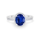 Oval Wedding Engagement Ring Round Cubic Zirconia Accent 925 Sterling Silver
