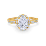 Oval Wedding Engagement Ring Round Cubic Zirconia Accent 925 Sterling Silver