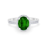 Oval Wedding Engagement Ring Round Cubic Zirconia Accent 925 Sterling Silver