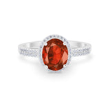 Oval Wedding Engagement Ring Round Cubic Zirconia Accent 925 Sterling Silver