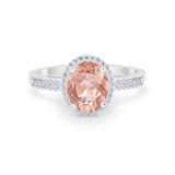 Oval Wedding Engagement Ring Round Cubic Zirconia Accent 925 Sterling Silver